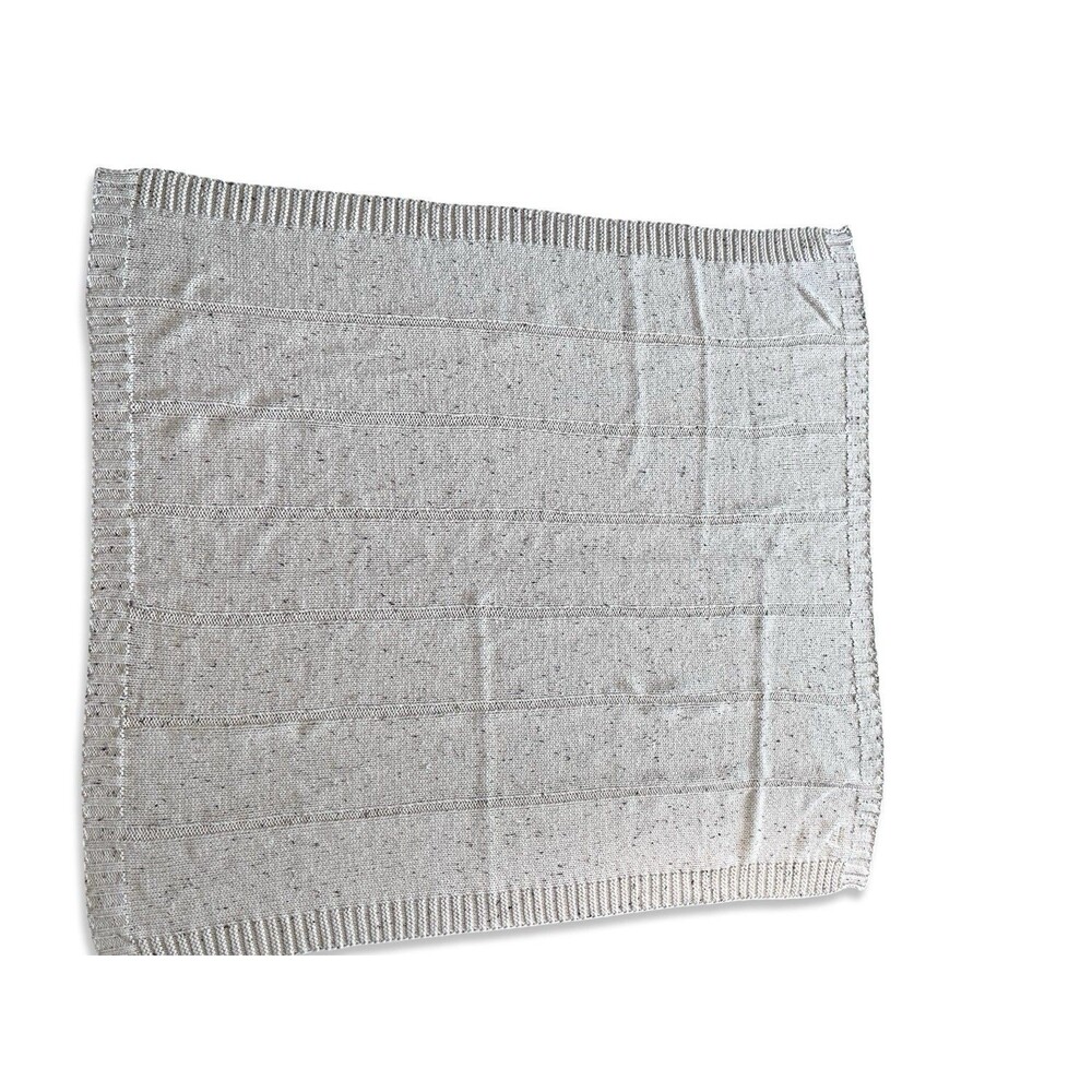 Chunky Knit Cream Tweed Throw Blanket 54x49 Cozy Farmhouse Sofa Bed Accent - Picture 4 of 6